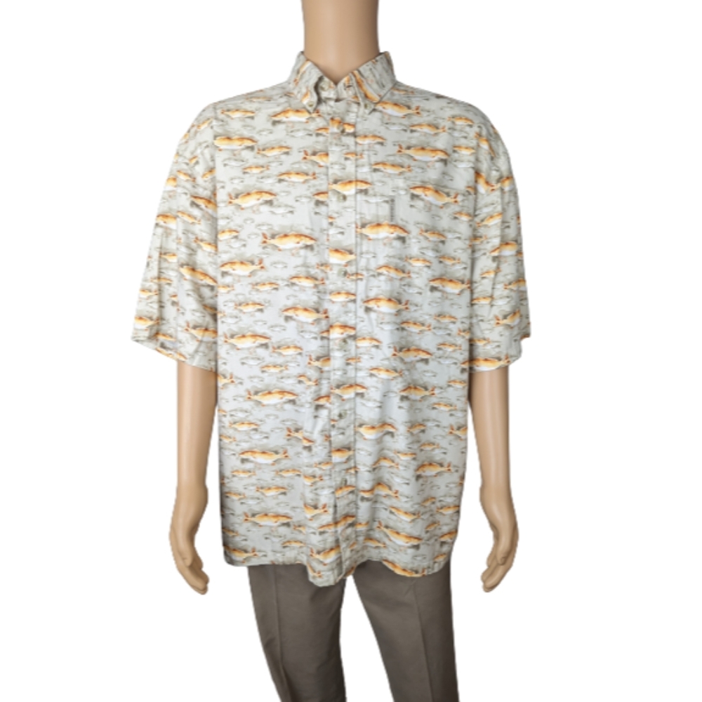 Columbia Sportswear Fish Print Button Down Shirt XL